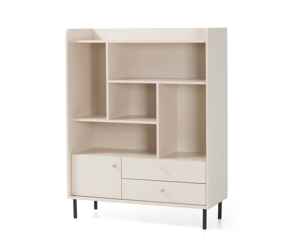 Regal mit Schubladen, Bücherregal, Sandbeige mit Struktur, GRANDE GR3