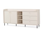 Kommode Breite 193,5 cm mit Schubladen und offenen Fächern, Sandbeige mit Struktur, GRANDE GR4