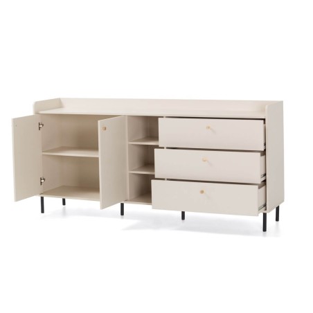 GRANDE GR4 Kommode Breite 193,5 cm mit Schubladen und offenen Fächern, Sandbeige mit Struktur