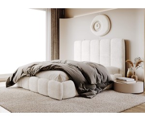 Doppelbett 120x200 cm mit Bettkasten, vertikaler Steppung am Kopfteil und Bettrahmen, Bubble Bett, PRATO T8