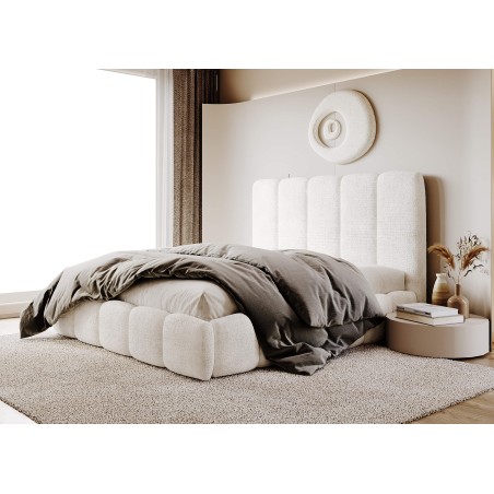 Doppelbett 120x200 cm mit Bettkasten, vertikaler Steppung am Kopfteil und Bettrahmen, Bubble Bett, PRATO T8