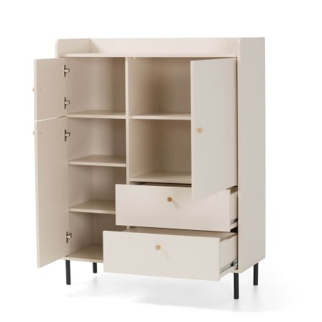 GRANDE GR Möbelset 5-teilig für Wohnzimmer, Sandbeige mit Struktur