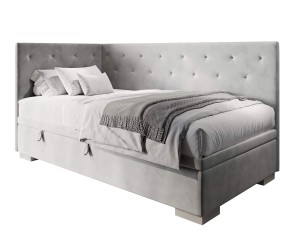 Polsterbett 80x180 cm für Mädchen mit Bettkasten und Kristall-Steppung, ohne Matratze, Jugendbett PRINCESS 1R