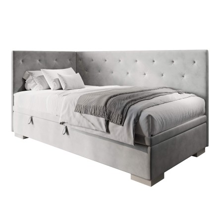 Polsterbett 80x180 cm für Mädchen mit Bettkasten und Kristall-Steppung, ohne Matratze, Jugendbett PRINCESS 1R