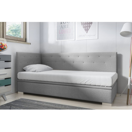Elegantes Einzelbett 80x200 cm mit Kristall-Steppung, ohne Matratze, Eckbett PRINCESS 1R