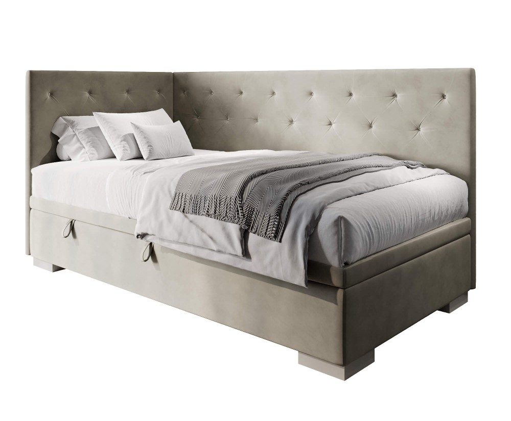 Elegantes Einzelbett 80x200 cm mit Kristall-Steppung, ohne Matratze, Eckbett PRINCESS 1R Elegantes Einzelbett 80x200 cm mit Kristall-Steppung, ohne Matratze, Eckbett PRINCESS 1R