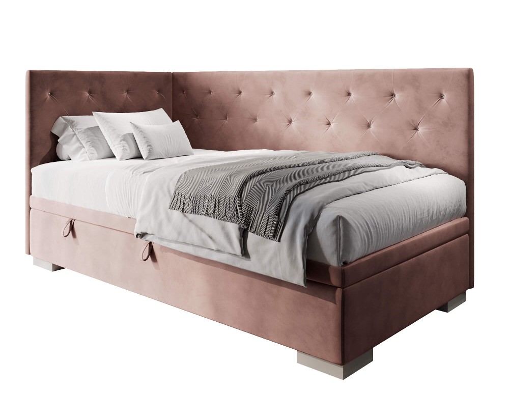 Elegantes Einzelbett 80x200 cm mit Kristallen am Kopfteil und an der Seitenblende, ohne Matratze, PRINCESS 1R Elegantes Einzelbett 80x200 cm mit Kristallen am Kopfteil und an der Seitenblende, ohne Matratze, PRINCESS 1R