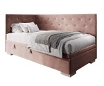 Elegantes Einzelbett 80x200 cm mit Kristall-Steppung, ohne Matratze, Eckbett PRINCESS 1R