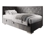 Elegantes Einzelbett 80x200 cm mit Kristallen am Kopfteil und an der Seitenblende, ohne Matratze, PRINCESS 1R