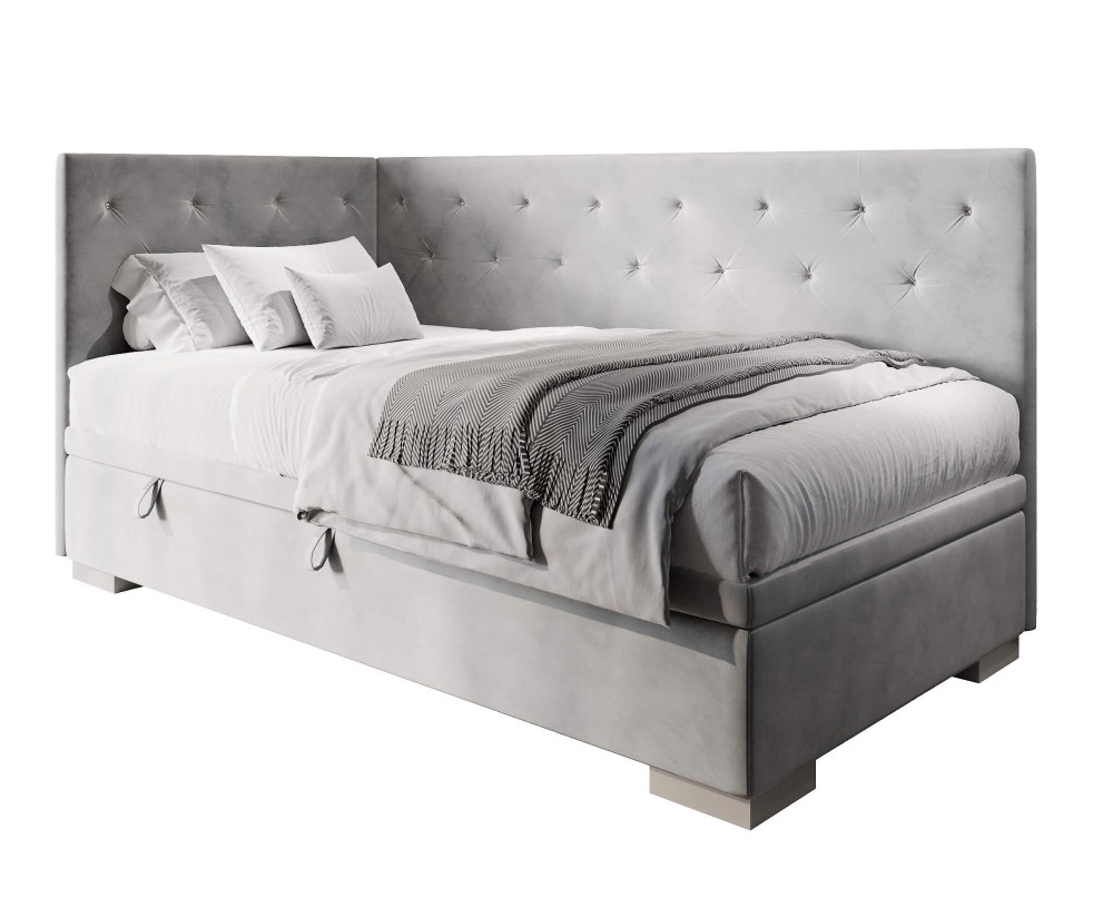 PRINCESS 1R Jugendbett 90x200 cm mit Kristallen am Kopfteil und an der Seitenblende, ohne Matratze