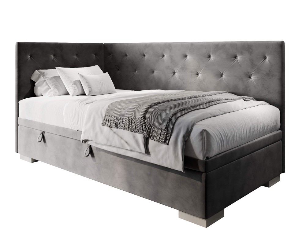 Einzelbett 120x200 cm mit Kristallen am Kopfteil und an der Seitenblende, ohne Matratze, PRINCESS 1R