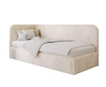 Polsterbett 90x200 cm mit Bettkasten und Lattenrost, im hellen Trendstoff Bouclé, MARIO SM 03