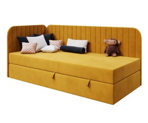 INTARO A28 Modernes Einzelbett 80x200 cm mit Bettkasten, abgerundete Seitenteile