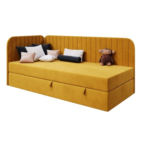 INTARO A28 Modernes Einzelbett 80x200 cm mit Bettkasten, abgerundete Seitenteile