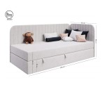 Modernes Einzelbett 80x200 cm mit Bettkasten, abgerundete Seitenteile, INTARO A28