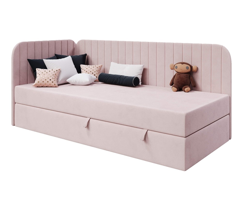 Eckbett 100x200 cm mit Bettkasten, abgerundete Seitenteile, INTARO A28 Eckbett 100x200 cm mit Bettkasten, abgerundete Seitenteile, INTARO A28