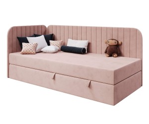 INTARO A28 Eckbett 100x200 cm mit Bettkasten, abgerundete Seitenteile