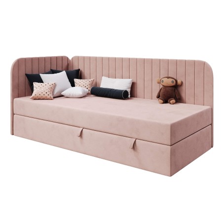 INTARO A28 Eckbett 100x200 cm mit Bettkasten, abgerundete Seitenteile