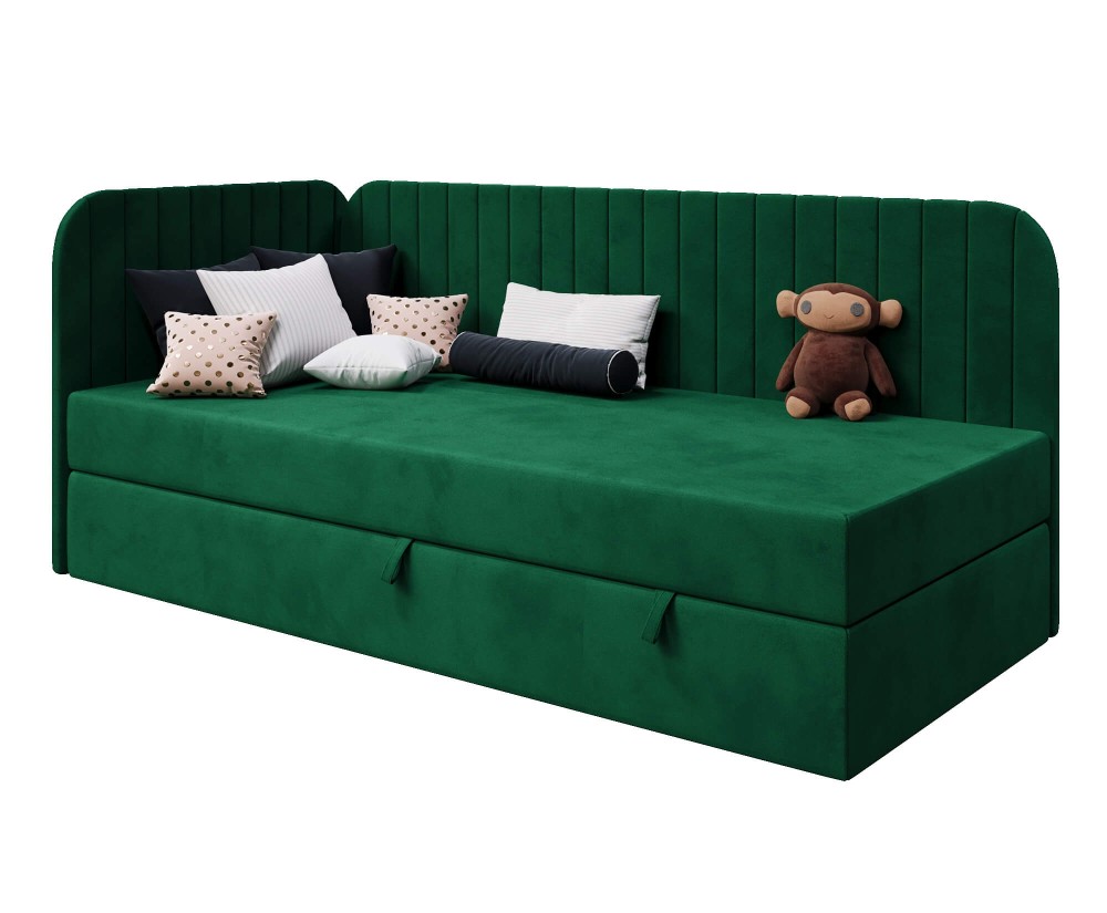 Jugendbett 120x200 cm mit Bettkasten, abgerundete Seitenteile, INTARO A28