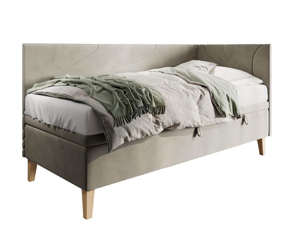 Polsterbett 80x200 cm, Jugendbett mit Bettkasten, NEPTUN 1R