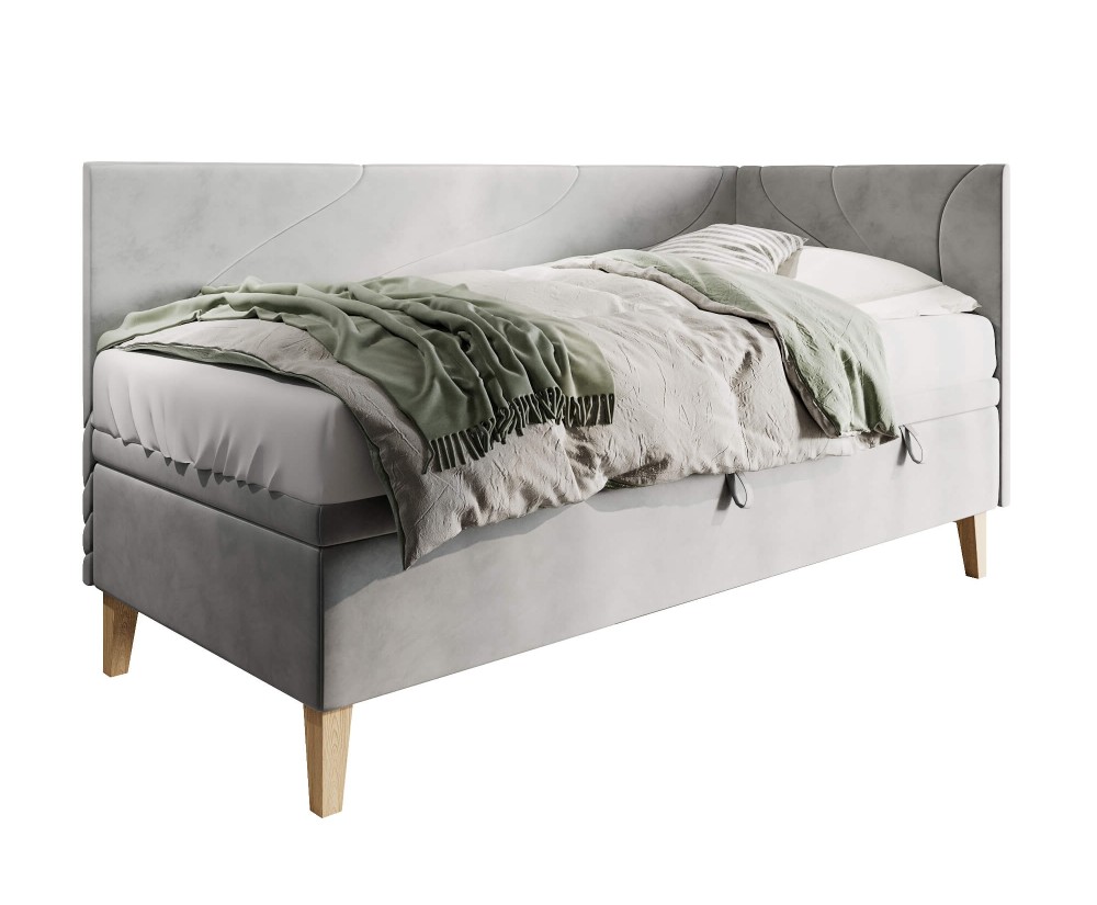 Neptun 1R Jugendbett 90x200 cm, Einzelbett mit Bettkasten, Nähte in Wellenform