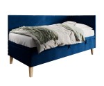 Jugendbett 90x200 cm, Einzelbett mit Bettkasten, Nähte in Wellenform, NEPTUN 1R