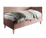 Jugendbett 90x200 cm, Einzelbett mit Bettkasten, Nähte in Wellenform, NEPTUN 1R