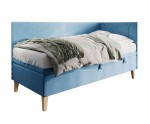 Jugendbett 90x200 cm, Einzelbett mit Bettkasten, Nähte in Wellenform, NEPTUN 1R