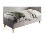 Jugendbett 90x200 cm, Einzelbett mit Bettkasten, Nähte in Wellenform, NEPTUN 1R