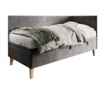 Einzelbett 100x200 cm, Polsterbett mit Bettkasten, Nähte in Wellenform, NEPTUN 1R