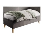 Einzelbett 100x200 cm, Polsterbett mit Bettkasten, Nähte in Wellenform, NEPTUN 1R
