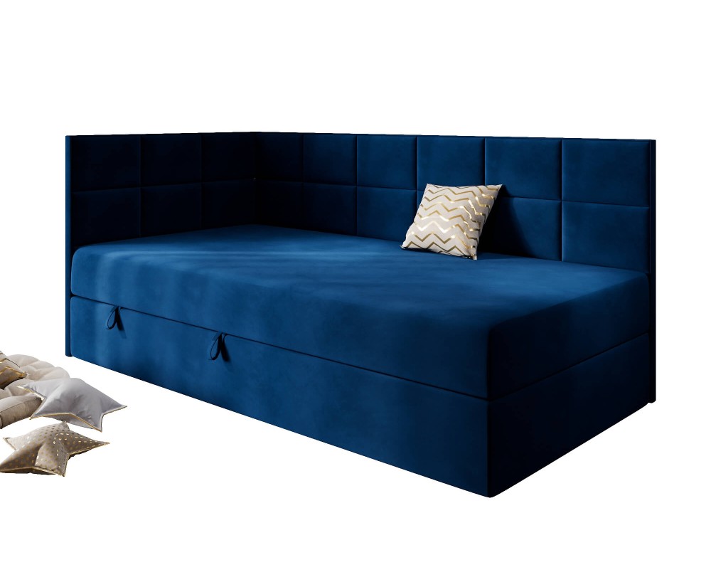 Jugendbett 100x200 cm mit Bettkasten, Einzelbett mit Seitenteilen, MEROO 3M