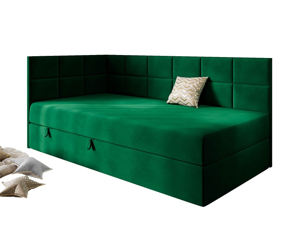 Jugendbett 100x200 cm mit Bettkasten, Einzelbett mit Seitenteilen, MEROO 3M