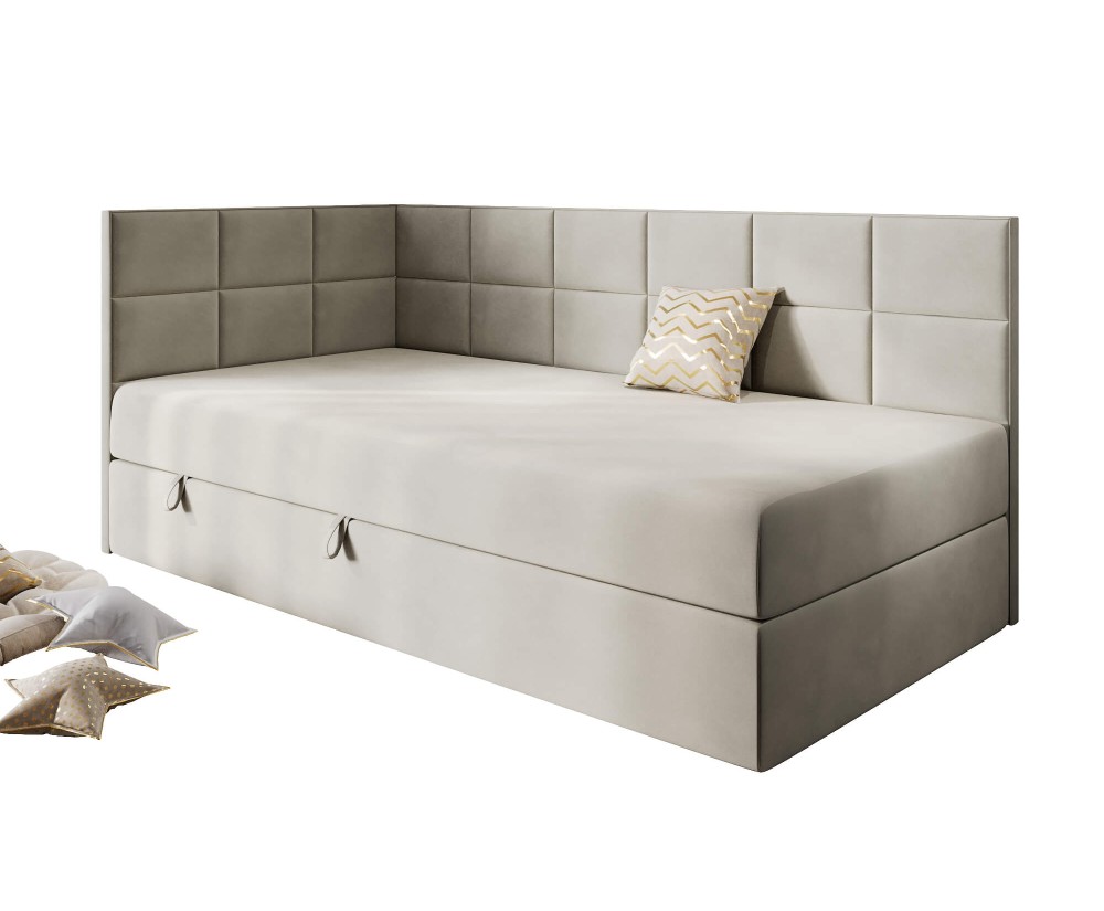 Jugendbett 100x200 cm mit Bettkasten, Einzelbett mit Seitenteilen, MEROO 3M