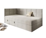 Jugendbett 100x200 cm mit Bettkasten, Einzelbett mit Seitenteilen, MEROO 3M