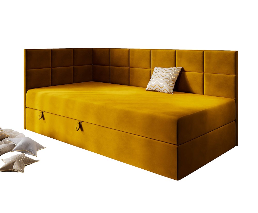 Jugendbett 100x200 cm mit Bettkasten, Einzelbett mit Seitenteilen, MEROO 3M