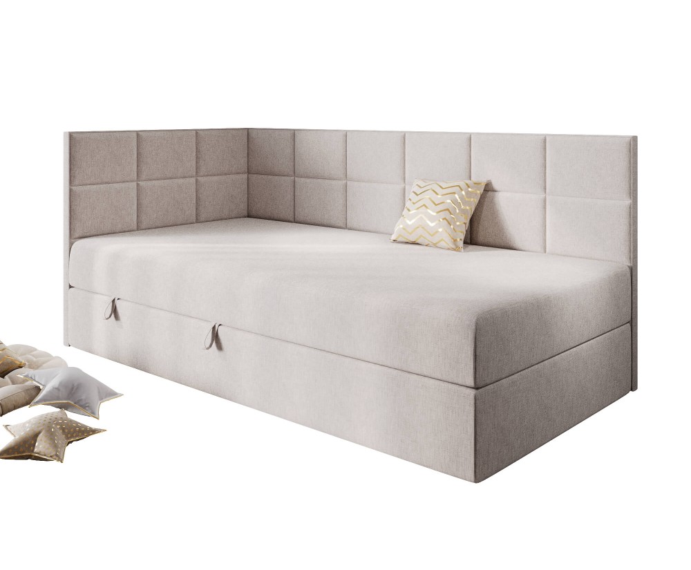 Jugendbett 100x200 cm mit Bettkasten, Einzelbett mit Seitenteilen, MEROO 3M