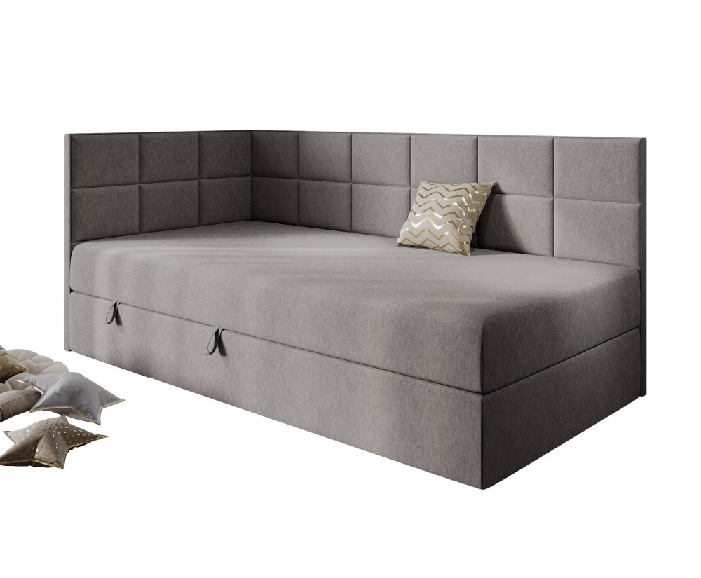 Jugendbett 100x200 cm mit Bettkasten, Einzelbett mit Seitenteilen, MEROO 3M