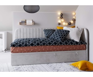 ANTOS 2R Einzelbett 80x180 cm für Kinderzimmer, Seitenblende und Kopfteil abgerundet