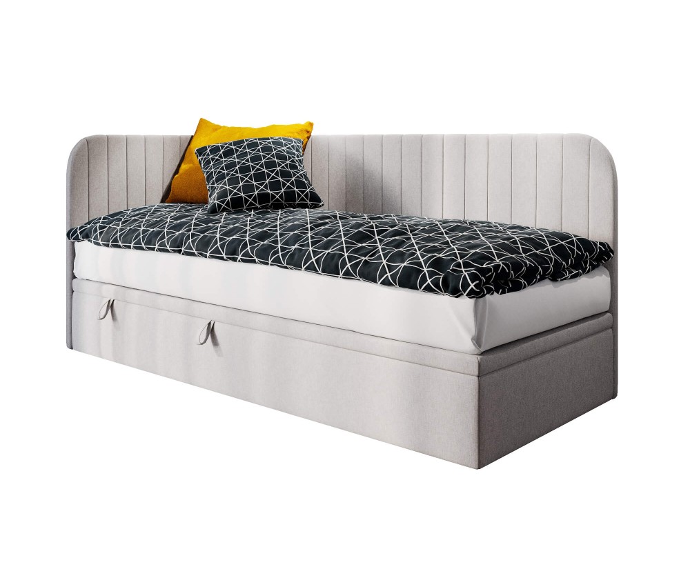 Einzelbett 80x180 cm für Kinderzimmer, Seitenblende und Kopfteil abgerundet, ANTOS 2R