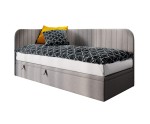 Einzelbett 90x200 cm für Jugendzimmer, Seitenblende und Kopfteil abgerundet, ANTOS 2R Einzelbett 90x200 cm für Jugendzimmer, Seitenblende und Kopfteil abgerundet, ANTOS 2R