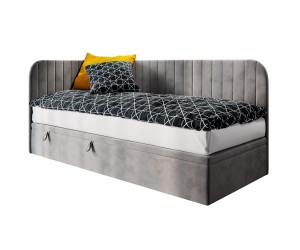 ANTOS 2R Einzelbett 90x200 cm für Jugendzimmer, Seitenblende und Kopfteil abgerundet