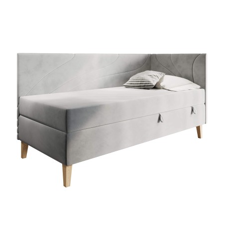 Jugendbett einzeln 80x200 cm mit Bettkasten, Holzfüße, NEPTUN 2M