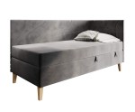 Jugendbett einzeln 80x200 cm mit Bettkasten, Holzfüße, NEPTUN 2M