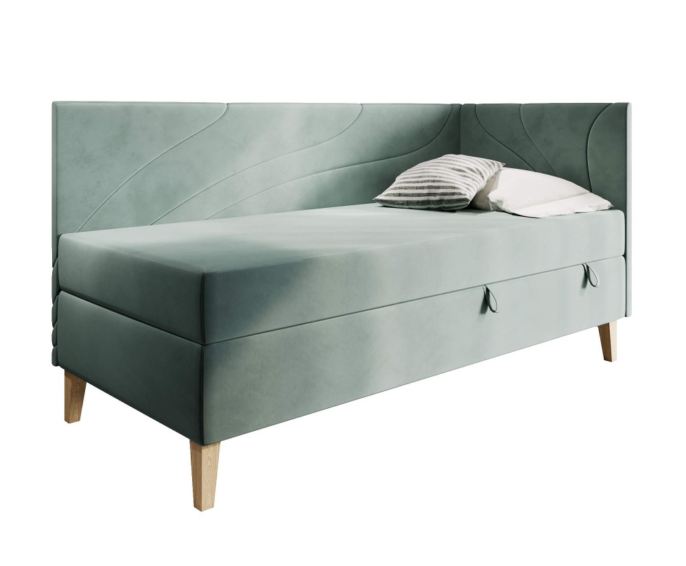Jugendbett einzeln 80x200 cm mit Bettkasten, Holzfüße, NEPTUN 2M Jugendbett einzeln 80x200 cm mit Bettkasten, Holzfüße, NEPTUN 2M