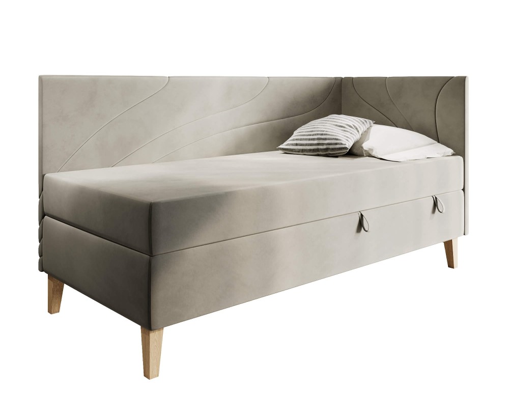 Jugendbett einzeln 80x200 cm mit Bettkasten, Holzfüße, NEPTUN 2M Jugendbett einzeln 80x200 cm mit Bettkasten, Holzfüße, NEPTUN 2M