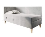 Einzelbett 90x200 cm mit Bettkasten, Holzfüße, NEPTUN 2M
