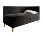 Einzelbett 90x200 cm mit Bettkasten, Holzfüße, NEPTUN 2M