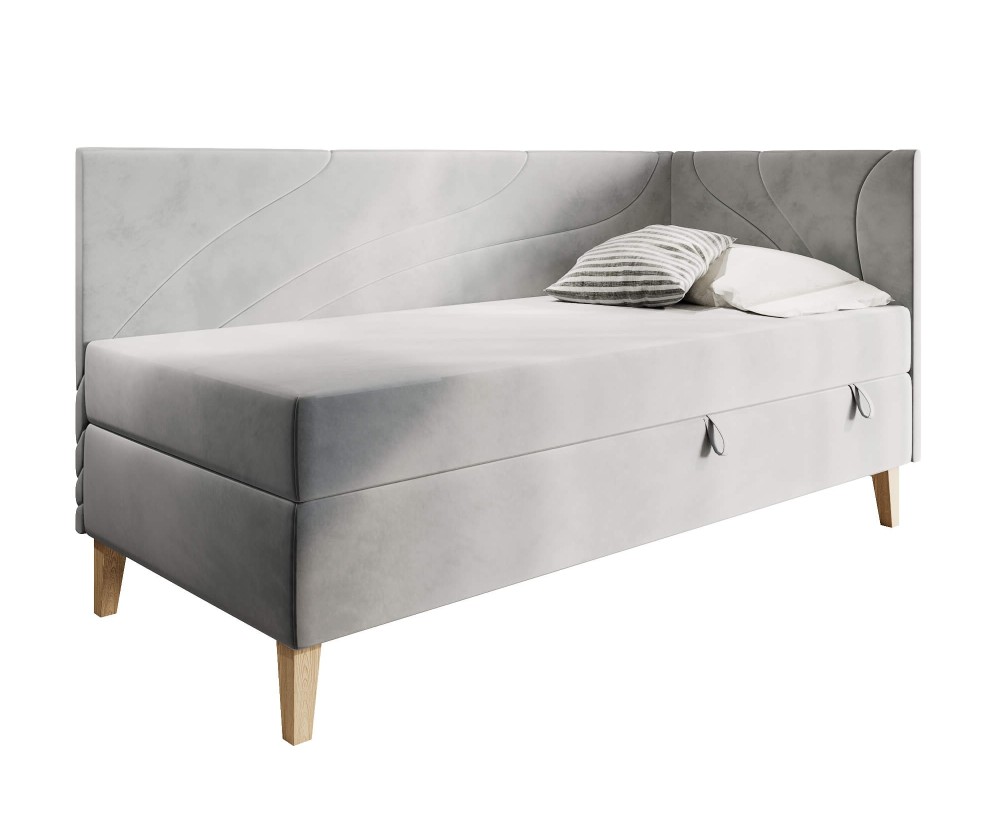 NEPTUN 2M Polsterbett 100x200 cm mit Bettkasten, Holzfüße