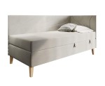 Polsterbett 100x200 cm mit Bettkasten, Holzfüße, Einzelbett NEPTUN 2M